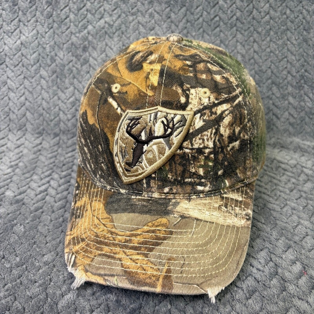 Scent Blocker Camo Hunting Hat Deer Buck Logo Distressed Adjustable Cap 2312